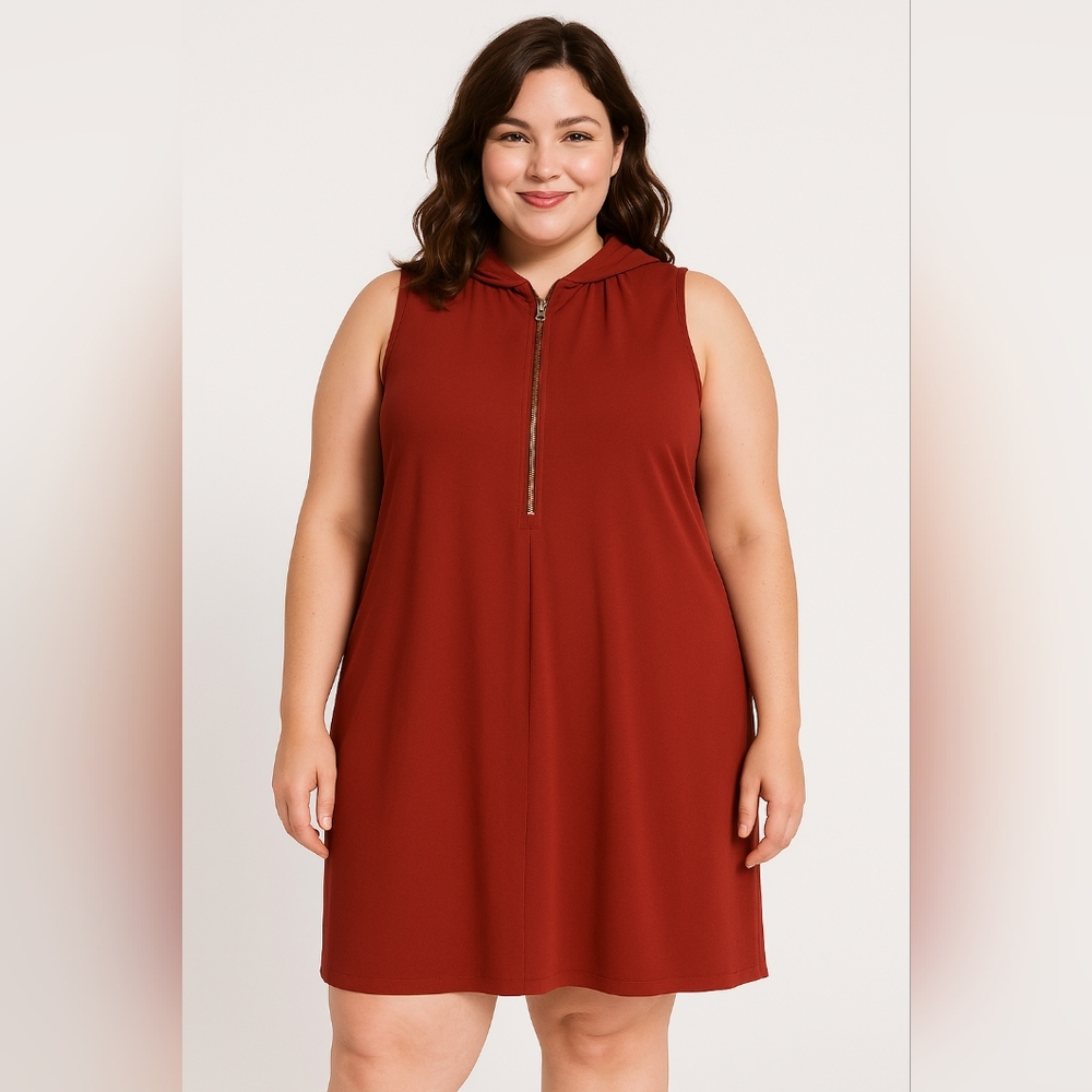 Iz Byer Burnt Orange High Mock Neck 60smini Dress - Picture 1 of 9
